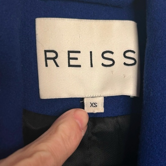Reiss Royal Blue Flap Lapel Collared Snap Front Cashmere Blend Coat Sz XS - Picture 11 of 12